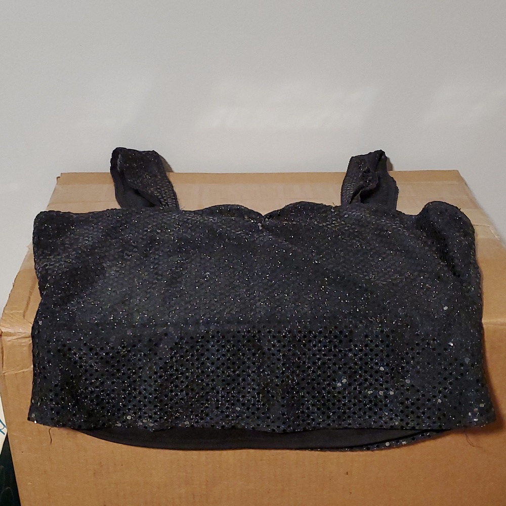Morbid threads size Large black sequined crop tank top